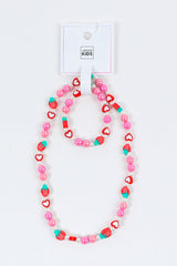 Strawberry & Heart Beaded Jewelry Set