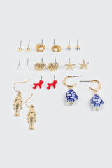 9-Pack Ocean Themed Earrings