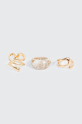 3 Pack Marble Twist Rings