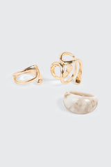 3 Pack Marble Twist Rings