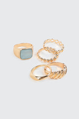 5-Pack Rings with Seafoam Stone Detail