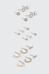 9-Pack Crystal & Hoop Earrings