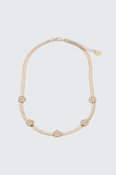 Flat Chain Necklace with Daisies