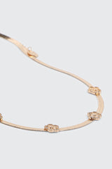 Flat Chain Necklace with Daisies