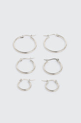 3-Pack Stainless Steel Hoop Earrings