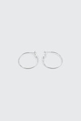 14K White Gold Plated Hoop Earrings