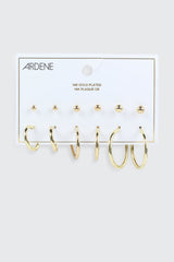 6-Pack 14K Gold Plated Hoop & Stud Earrings