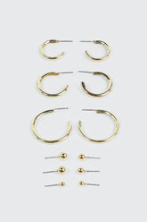 6-Pack 14K Gold Plated Hoop & Stud Earrings