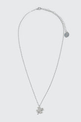 14K White Gold Plated Clover Pendant Necklace