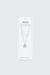 14K White Gold Plated Clover Pendant Necklace