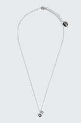 14K White Gold Plated Heart Necklace