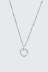 14K White Gold Plated Circle Necklace