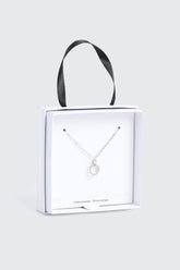 14K White Gold Plated Circle Necklace