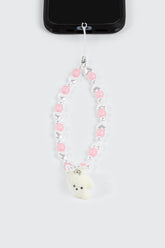 Beaded Phone Charm with Pom Dog