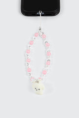 Beaded Phone Charm with Pom Dog
