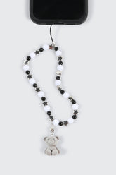 Phone Charm with Beads and Fuzzy Bear