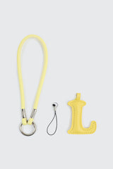 Yellow Initial L Faux Leather Charm with Wristlet