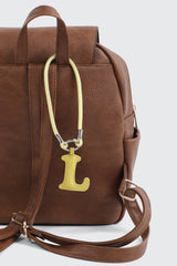 Yellow Initial L Faux Leather Charm with Wristlet