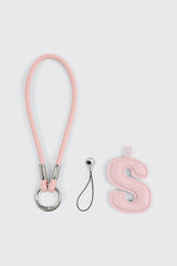 Pink Initial S Faux Leather Charm with Wristlet
