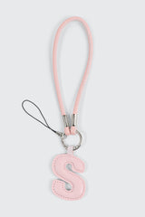 Pink Initial S Faux Leather Charm with Wristlet