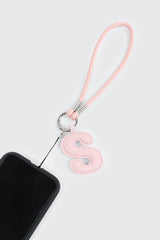 Pink Initial S Faux Leather Charm with Wristlet