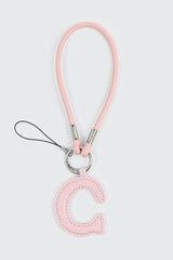 Pink Initial C Faux Leather Charm with Wristlet
