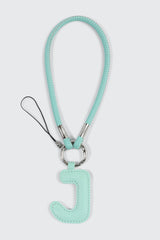 Green Initial J Faux Leather Charm with Wristlet