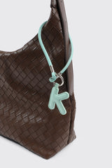 Green Initial K Faux Leather Charm with Wristlet