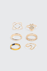 5-Pack Rings with Fish detail