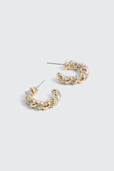 Twisted Hoop Stone Earrings