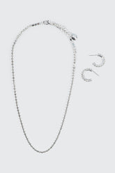 Rhinestone Tennis Necklace & Earrings