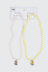 Best Friends Bead and Tulip Charm Necklace