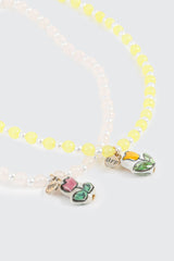 Best Friends Bead and Tulip Charm Necklace