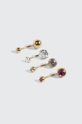 4-Pack 14K Gold Plated Navel Piercing