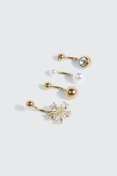 4-Pack 14K Gold Plated Navel Piercings