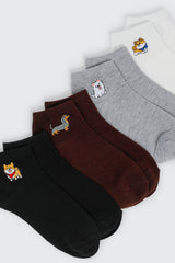 Dog Embroidery Ankle Socks