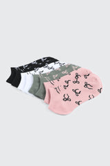 4-Pack Ankle Socks with Bow Print