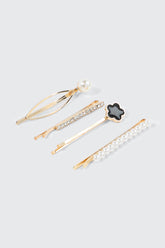 4-Pack Pearl & Rhinestone Hair Pins