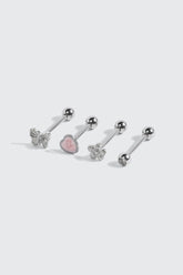 4-Pack Stainless Steel Tongue Piercing