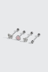 4-Pack Stainless Steel Tongue Piercing