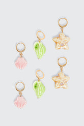3-Pack Hoop Earrings with Drop Charm