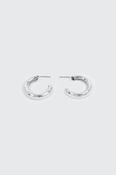 14K White Gold Plated Hoops