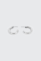 14K White Gold Plated Hoops