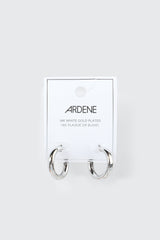 14K White Gold Plated Hoops