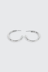 14K White Gold Plated Tubular Hoops
