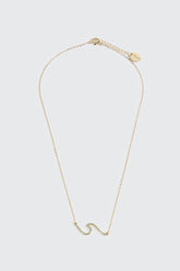 14K Gold Plated Necklace with Wave Pendant