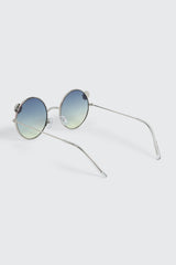Round Metal Sunglasses with Daisy Details