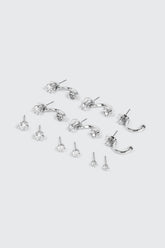 6-Pack 14K White Gold Plated Studs