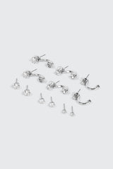 6-Pack 14K White Gold Plated Studs
