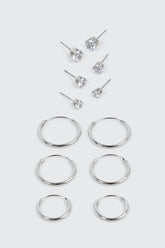 6-Pack 14K White Gold Plated Earrings
